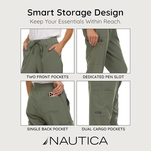 Nautica Scrub Pants for Women - Jogger Cuffs, 5-Pocket, Stretch Fabric - image 3