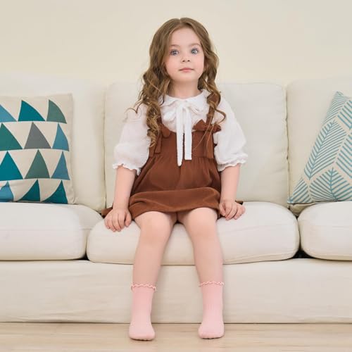 Image of Baby Toddler Ruffle Socks for Girls Cute Crew Grip Frilly Socks