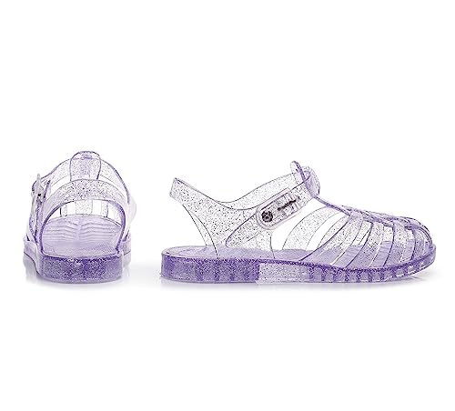 Generic GIRLS JELLY SHOES PURPLE 34 Jelly Shoes For Little Girls Summer Beach Retro Jellies Sandals Retro T-Strap Slingback Little Kids Glitter Purple Size 2 Soft Closed Toe Princess Dress Flat thumb #8