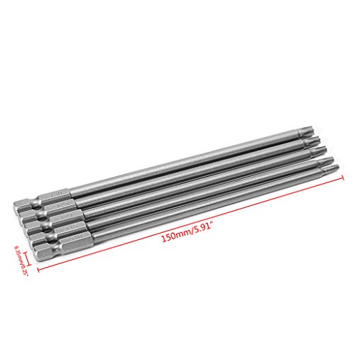 5 Pcs/Set 150Mm T10-T30 Long Magnetic Torx Electric Screwdriver Drill Bits Kit #TOP1