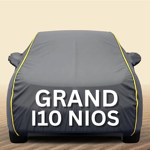 Image of 100% Waterproof I10 Car Cover Heavy Duty - Premium Polyester Car Body Cover, All Weather Outdoor Protection, UV Resistant, Dustproof, Windproof, Heat Resistant, Scratch Resistant (Grey)