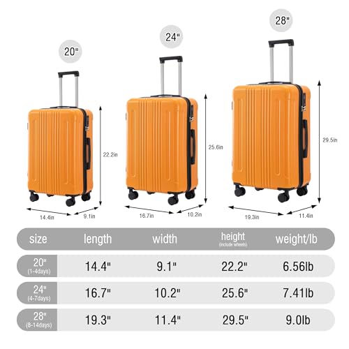 Image of Merax 3 pcs /set in ABS Spinner Wheel Luggage Set, Carry on Suitcase