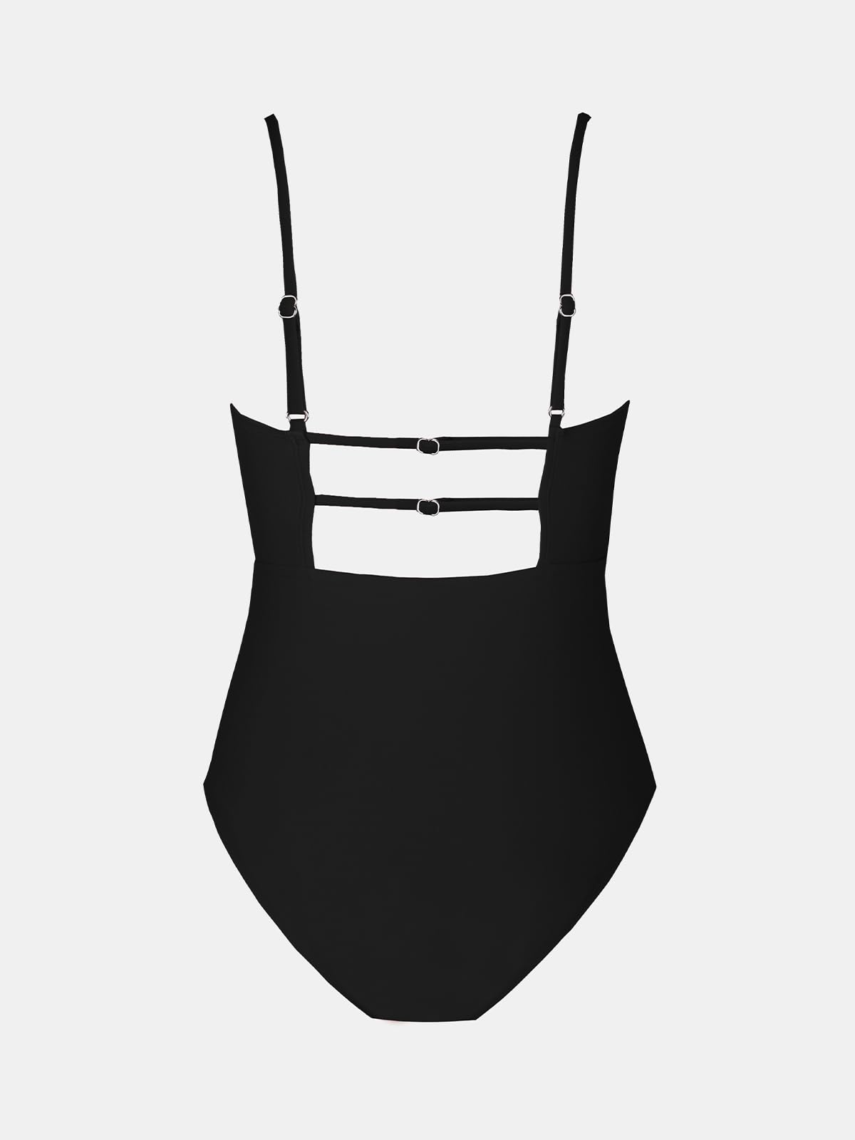 CUPSHE Maillot de Bain Une pièce pour Femme, col carré, froncé, lanières, Couleurs contrastées, Maillot de Bain Une pièce