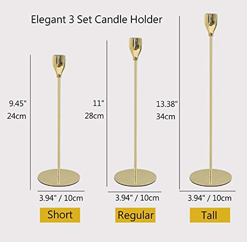 Earnest Living Elegant Candle Stick Holder 3 in 1 Set Golden Decoration for Weddings and Table Top