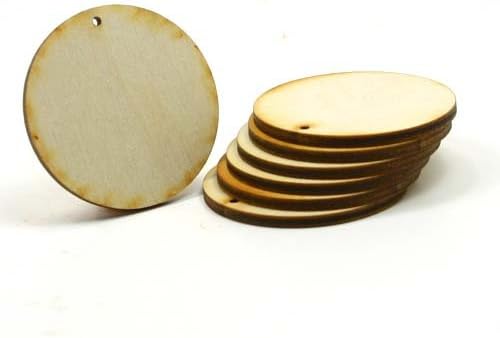 Mylittlewoodshop - Pkg of 100 - Circle Cutout - 1-1/2 inches in Diameter with 1 2mm Hole and 1/8 inch Thick Unfinished Wood(LC-CCWH07-100)