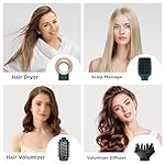 IG INGLAM Hair Dryer Brush, 4-in-1 Detachable Blow Dryer Brush, Ionic Diffuser Hair Dryer & Styler Volumizer with Oval Titanium Barrel, One-Step Hot Air Blowout Brush, Updated Push Switch, Dark Green - Image 2