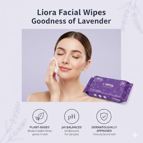 Image of Liora Wet Wipes, Daily Cleansing, Refreshing & Moisturizing Facial Wipes | Aloe Vera Enriched | Rose, Lavender, Watermelon & Cucumber | Anti-Acne, Biodegradable | 25 Wipes Each, Pack of 12 (300 Wipes)