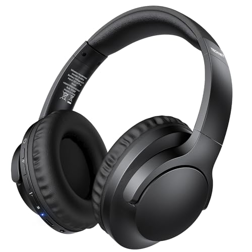 TECKNET Bluetooth Headphones Over Ear, 70 Hours Playtime and 4 EQ Modes Wireless Headphones Over Ear, Built-in Mic & HiFi Stereo, Lightweight, Foldable Wireless Headphones for Travel/Work/Phone/PC