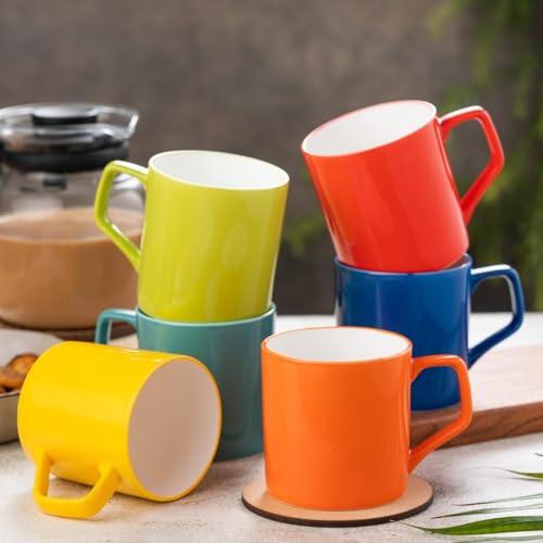 Image of Clay Craft Fine Ceramic Director Coffee Mug Set of 6-215 Ml Each, Mugs for Coffee, Cups Set, Ideal for Gifting, Perfect for Home & Office, Elegant Ceramic Tea Cup Set (Tygorb)