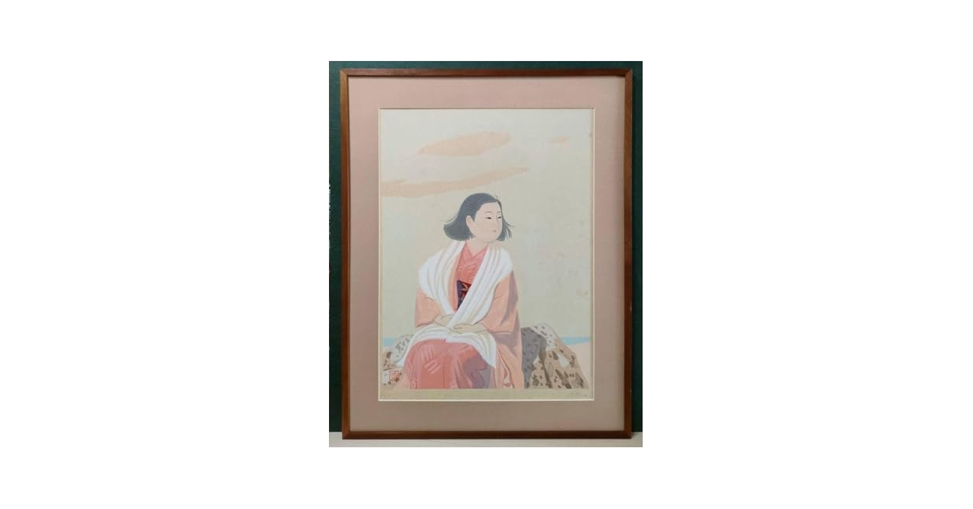 中村岳陵「女性の図」額装●木版画作品 押印 100部限定 味わい深い作品です！● Amazon.co.jp: 中村岳陵「女性の図」額装木版画作品 押印 100部