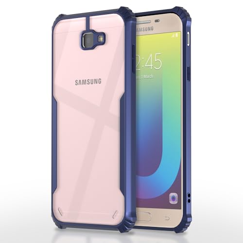 Image of Pikkme Samsung Galaxy J7 Prime Back Cover | Crystal Clear Transparent Back | Ultra Hybrid | Full Camera Protection | Raised Edge | Bumper Back Case for Samsung Galaxy J7 Prime (Blue)