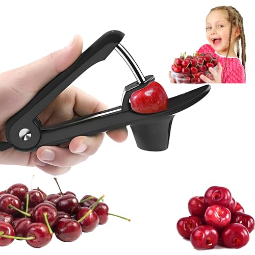 Zoneyan Deshuesador De Cerezas, Descorazonador De Cerezas De Acero Inoxidable, Picador De Cerezas, Deshuesador Cerezas Aceituna, Cherry Corer Pitter - Rápido Y Fácil Saca Huesos Cerezas Negro