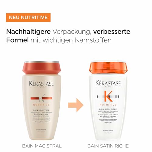 Foto von Kérastase Nutritive, Shampoo für sehr trockenes Haar, Feuchtigkeitsspendendes und revitalisierendes Haarbad, Ohne Parabene, Bain Satin Riche High Nutrition Rich Shampoo, 250 ml