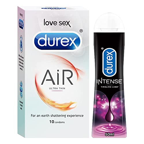 Image of Durex Air Condoms for Men - 10 Count with Durex Lube Tingling Lubricant Gel - 50ml | Water based lube |Suitable for use with toys & Durex Invisible Super Ultra Thin Condoms for Men - 10 Count
