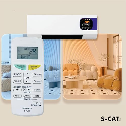 Image of S-CAT Compatible with Daikin AC Remote Original ARC484B32 (No Backlight) with Dew Clean Function Model 132L Suitable for Split /Window AC (Match Old Remote Exactly, Contact Customer Care for Order)