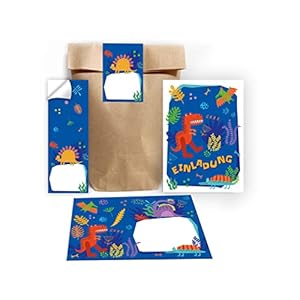 Junapack Lot de 12 cartes d’invitation pour anniversaire d’enfant garçon dinosaure avec licorne + 12 enveloppes + 12…