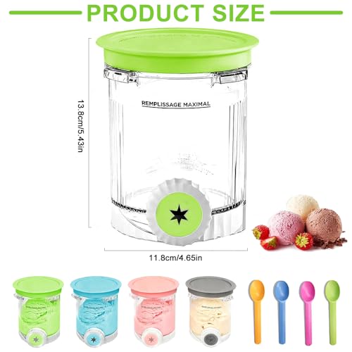 KBIBCK 4 Stück Ninja Swirl Creami Behälter, 480 ml Eisbehälter für NC700 NC701EU Serie, Eiscreme Behälte mit Swirl für Ninja Swirl Eismaschine, BPA-frei, Spülmaschinenfest