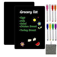 Hisredsun A4 2 Pcs Magnetic Dry Erase Whiteboard Sheet for Fridge,Chalkboard Small Magnet Fridge Message Boards White 8 Pens，1 Eraser
