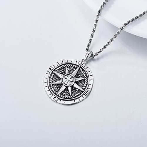 Compass Necklace for Men Sterling Silver Men's Compass Necklace3