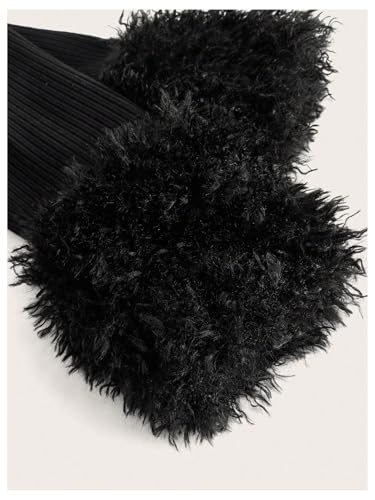 MakeMeChic Women's Faux Fur Open Front Coat Fuzzy Long Sleeve Crop Jacket Outerwear3