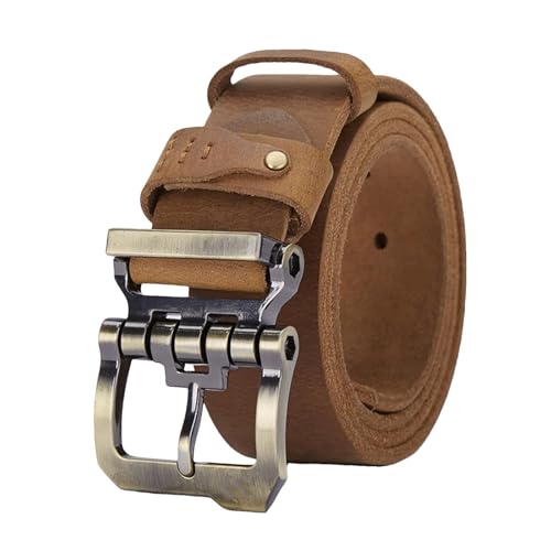 Men’s Vintage Casual Belt Top Layer Genuine Leather Strap with Pin Buckle Classic Style Jeans Waistband