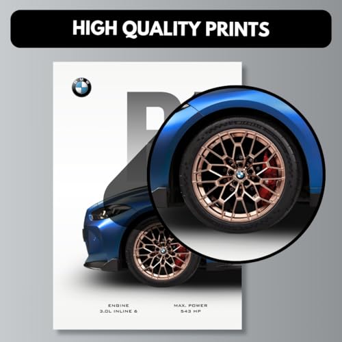 Image of Funk You Store BMW M4 Poster Split Design BMW Car Posters | 3 A3 Sized Cars Poster for Wall | Large Size (89 x 42 cm) Sportscar Wall Decor | M4 CS Car Posters for Room | Supercar (B 026)