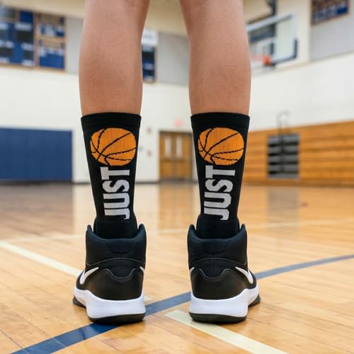 Image of ChalkTalkSPORTS Basketball Socks - Cushioned Mid-Calf Crew - Youth & Adult | Moisture-Wicking Performance Blend, Athletic Basketball Gear, Stay-Up Technology, Arch Support, Breathable, Boys and Men