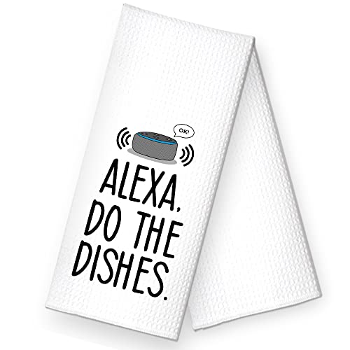 Rzhv Alexa, Do The Dishes Kitchen Towel, Funny Speakers Dish Towel Gift For Women Sisters Friends Mom Aunty Hostess Music Lover, Housewarming New Home, Dish Towel With Sayings #TOP16