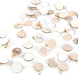 Logbuch-Verlag Lot de 72 mini pinces à linge en bois de 3,2 cm de diamètre + 70 autocollants vierges beige naturel – pour bricoler, peindre comme plaque nominative, calendrier de l'avent