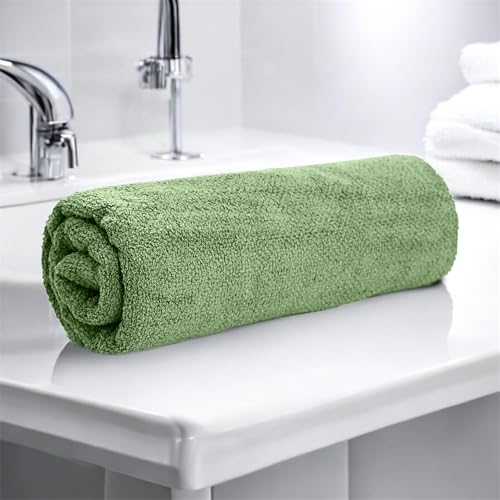 Image of LANE LINEN Luxury Bath Towels Set - 1 Piece, 100% Cotton Bathroom Towels, Zero Twist, Quick Dry Absorbent Bath Towel, Super Soft Gym Towel - Olive