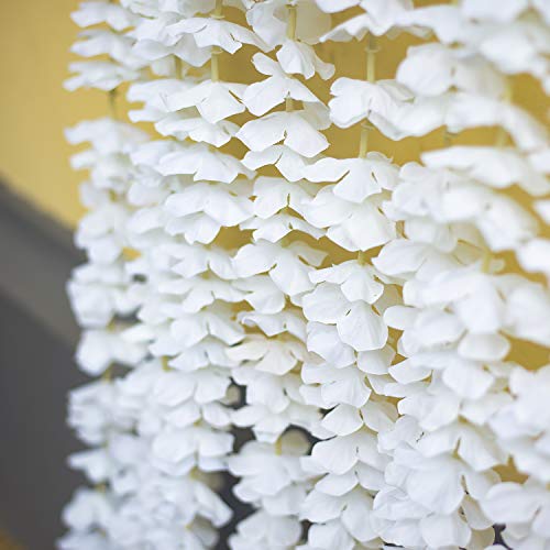 Gpark 10 Pack 6.5 Feet / 78 Inch Wisteria Artificial Fake Hanging Flowers Silk Vine Ratta Plants Leaf Garland For Home Wedding Party Garden Outdoor Greenery Wall Decoration White #TOP4