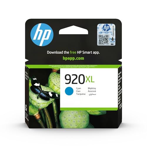 HP 920XL CD972AE, Cian, Cartucho de Tinta de Alta Capacidad Original, Compatible con impresoras de inyección de Tinta Officejet Series 6000, 7000