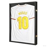 Sboitflmm Jersey Frame Display Case - Football Jersey Display Frame - Lockable Jersey Shadow Box with UV Protection Acrylic Door and Hanger for Hockey Soccer Basketball Baseball Shirts, Black