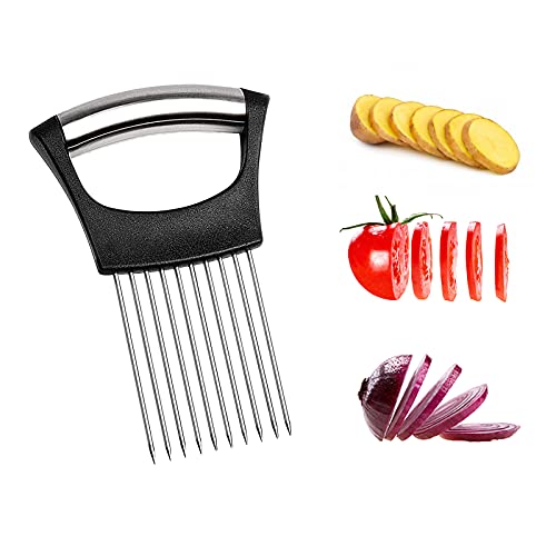 Onion Holder Slicer Onion Slicer Tomato Slicer Meat Slicer?Stainless Steel Kitchen Tool, Kitchen Gadget Onion Cutter, Kitchen Vegetable Slicing Aid