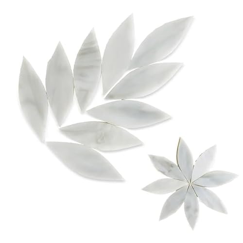 Chuozi Grey Mosaic 80G/2.82Oz 32Pcs/24Pcs Leaf Shaped Petal Stained Tiles Oval Translucent Mica Glass Diy Handmade Art Craft Decoration Pieces(Translucent Green,3.8Cm 32Pcs)