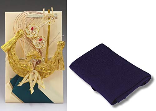 結納返し 結納金だけの結納品(金封・祝儀袋)【宝船】袋のみ・正絹ちりめん風呂敷68cm(紫)付き