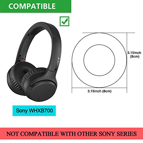 Image of WHXB700 Earpads, JARMOR Replacement Memory Foam & Protein Leather Ear Cushion Pads Cover for Sony WH-XB700 Wireless Extra Bass Bluetooth On Ear Headphones ONLY (Black)