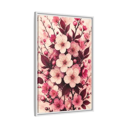 Tableau fleur de cerisier rose pour illuminer un mur sombre de chambre 50x75