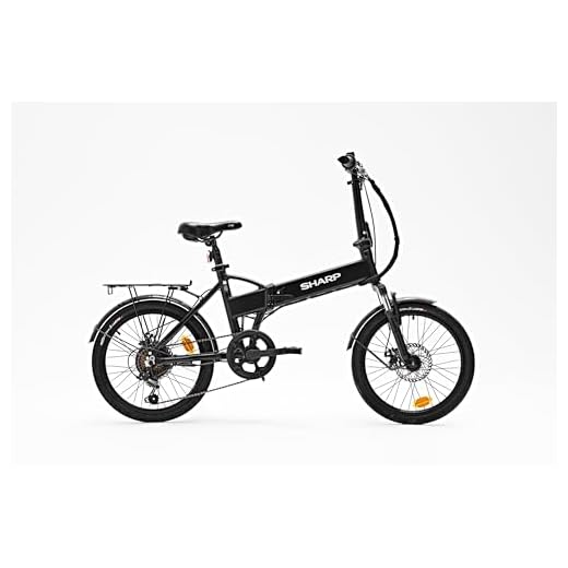SHARP FD03EB Faltbares e-Bike 20 Zoll – Aluminium-Klapprad mit 250W Rückradmotor, Shimano 6-Gang, abnehmbarem 7,5Ah Akku, Federung vorne, LED-Display, bis 40 km Reichweite