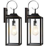 Yolsunes 19" Large Outdoor Wall Light Fixtures, 2 Pack Black Exterior Light Fixtures Wall Sconces Porch Lights Outdoor, Waterproof Outdoor Lighting for House Garage Entryway-with Gold Trim