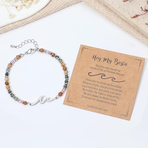 Image of TONY & SANDY Friend Gifts for Women, Unique Birthday Gifts for Women, Sister Gift from Sister, Wave Bracelet, Christmas Stocking Stuffers for Woman Female, Bestie Friendship Bracelets
