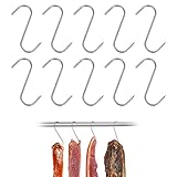 Fleischhaken, Räucherhaken, Metzgerhaken, S Haken Fleischerhaken, Edelstahl Fleischerhaken mit Spitzenende, Fleischverarbeitung für Huhn Fisch Rindfleisch Hängend Trocknen Räuchern,10 Stück