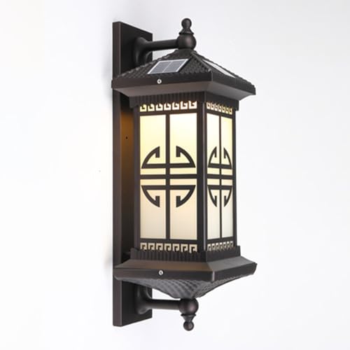DLHH Aplique de Pared Solar para Exteriores, Aplique de Pared Vintage, lámpara de Pared inalámbrica con energía Solar, Luces de Porche para Exteriores, Apliques de Pared para Vallas de