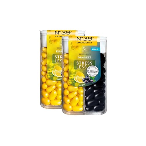 Lemon Pharma Bachblüten Emergency Stressless Dragées N39 Tag & Nacht Original Mischung nach Dr. Bach Vegan und Alkoholfrei 2x44g Geschmack Zitrone und Schwarze Johannisbeere