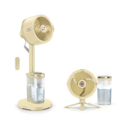 Image of Shark FlexBreeze Pro Mist 2-in-1 Fan with Integrated Mist, Yellow, FA300YL | Corded /Cordless, Pedestal to Tabletop, up to 24-Hr Battery, up to 70 Ft of Power, 5 Speeds, with Integrated Misting Tank