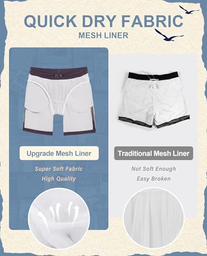 Mens 5" Vintage Swim Trunks Bathing Suits with Mesh Lining Quick Dry Swim Shorts Men Swimsuits with Zipper Pocket2