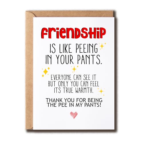 NTGifts Friendship Is Like Peeing Your Pants - eF̂߂̖ʔo[Xf[J[h - 킢O[eBOJ[h - eF - ~j}Xg̒a