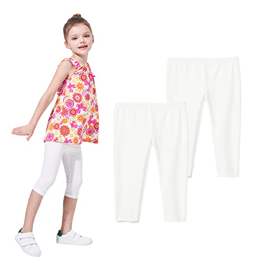 THEE BRON Toddler/Little Girls Capri Basic Soild Leggings Kids Summer Pants