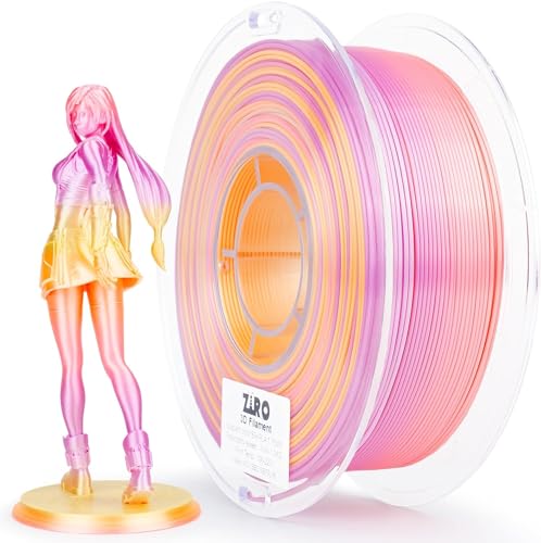 ZIRO Multicolor Silk Filament 1.75mm PLA, Fast Gradient Silky PLA Filament, 1kg/2.2lb Spool, Fit Most 3D Printers, Personality Series - Sweet