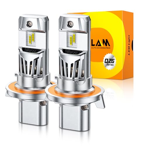 Image of OXILAM H13 LED Light Bulb, 1200% Brightness 6500K White, No Flicker, 60,000 Hours Lifespan, Quick Plug and Play, IP68 Weatherproof, 9008 Compatible Fog Light for Cars Trucks SUVs, Pack of 2